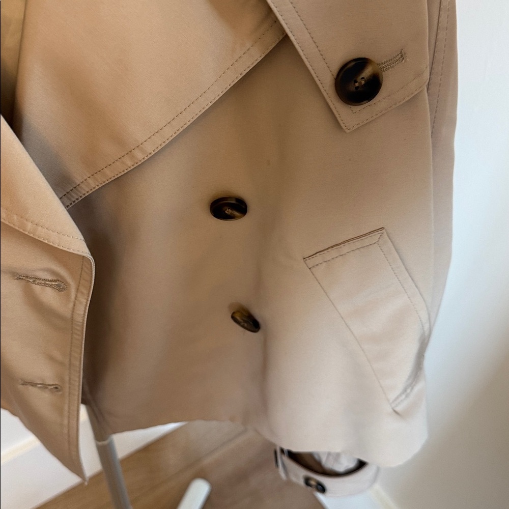 Steve Madden Beige Double-Breasted Trench Coat - Picture 3 of 5